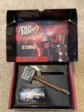 Rare Dr Pepper Promotional Box For Thor Movie-Includes Mini Hammer and T-shirt