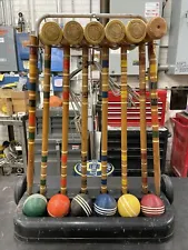 Nice Old Vintage Wood Croquet Set of 6 USA