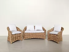 1:12 Dollhouse Miniature Furniture wicker set of 3 with pillows