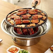 BBQ Charcoal Grill, 13.7 inch Non-stick Stainless Steel Korean Barbecue Grill...