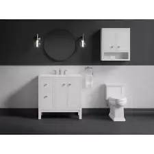 KOHLER Bathroom Vanities with Top Soft Close Doors Nickel Center in White Square