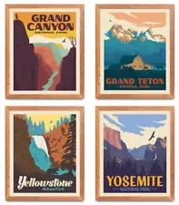 National Park Posters & Prints - Set Of 4 Vintage National Parks Poster | Nat...