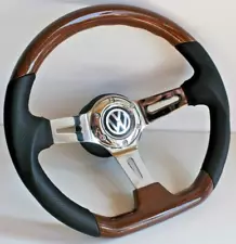 Steering Wheel fits For VW T4 Wood Flat Bottom Sport Bus Transporter Van 97-04'