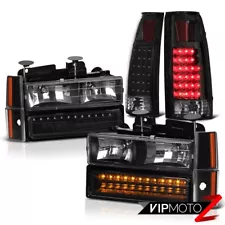 1988-1993 Chevy C/K 1500 2500 Black LED Front Headlights Rear Brake Tail Light