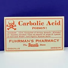 Drug store pharmacy ephemera label advertising Fuhrmans Coquille Oregon Rexall 1