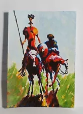 Don Quixote Abstract ACEO Original People PAINTING by Leslie Popp