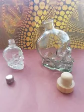 2x Skull Glass Bottles