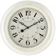 Indoor 15.5" Round Antique White French Country Analog Traditional Wall Clock