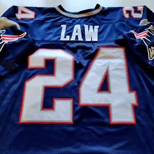 Vtg NEW ENGLAND PATRIOTS Jersey TY LAW Size 60 4XL 5XL REEBOK Rare STITCHED Blue