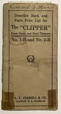 Vintage 1937 direction book For The clipper, farm grain, seed cleaner,Saginaw MI