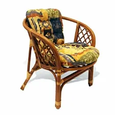 Bahama Handmade Design Rattan Wicker Dining Living Lounge Chair w/Thick Cushion