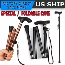 Adjustable Walking Cane Aluminum Walking Stick Folding Collapsible Travel Hiking