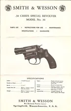 Smith & Wesson ,38 Chief's Special Model 36 Owner's Manual - Great Condition