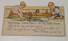 Vintage Unused Hallmark Mechanical Teeter Totter Boy Girl Birthday Card 1920s