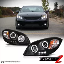 For 05-10 Chevy Cobalt G5 Black Dual HALO ANGEL EYES LED DRL Projector Headlight