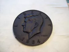 Large Black Cast Iron John F Kennedy 1964 Half Dollar