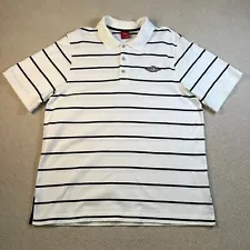 Nike Air Jordan Polo Shirt Mens Size XL White & Black Stripe Short Sleeve Cotton