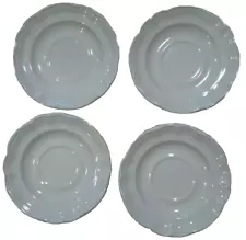 Set of 4 Pfaltzgraff GAZEBO WHITE Scalloped Saucers