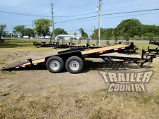 NEW 2024 7 X 20 14 K FLATBED Wood Deck Gravity Tilt Equipment Car Hauler Trailer