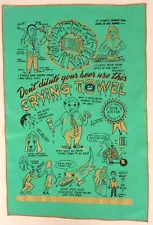 Vintage Bar Crying Towel 27' x 18", Green Gold & Black