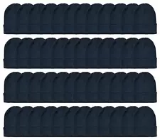 48 Pack Yacht & Smith Black Beanie Winter Hats in Bulk for Adults