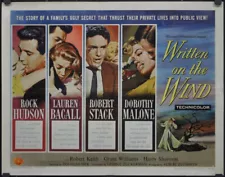 WRITTEN ON THE WIND 1956 ORIGINAL 22X28 MOVIE POSTER ROCK HUDSON LAUREN BACALL