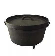 Vintage Cast Iron 12 Inch Cauldron 3 Legged Pot With Lid Gate Marked