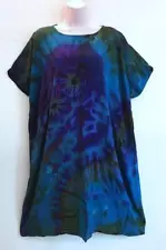 Sacred Threads Hippie Boho Festival Thai Mudmee Pocket Tie Dye Dress 218415