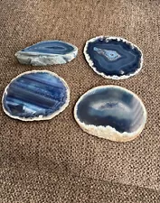 4 Authentic Agate Rock Slice Flat Cut Blue Stone 1/1 On eBay