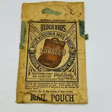 Vtg Bloch Bros Mail Pouch 10 Cent Chewing Tobacco Package