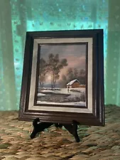 Vintage Original Oil Painting Signed Vargas Barn Landscape Scene