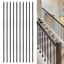 Hollow Straight Stair Iron Balusters Metal Spindles for Deck,Staircase - 45Pack