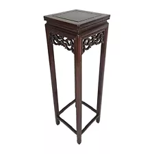 Vintage Rosewood Pedestal Table Plant Fern Stand Carved Dragons Chinoiserie