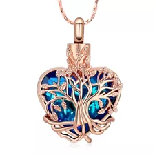 Tree of Life Heart Urn Pendant Necklace for Cremation Ashe Memorial Jewelry Gift