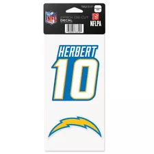 JUSTIN HERBERT #4 LOS ANGELES CHARGERS 4"X4" DIE CUT DECAL 2-PACK CAR HOME NEW