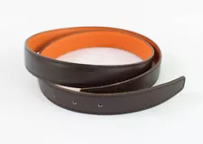 Hermes Auth Reversible Brown Orange Box Clemence Leather Belt Strap 85 34