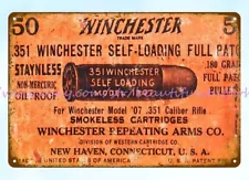 1907 Winchester smokeless cartridges metal tin sign outside wall art