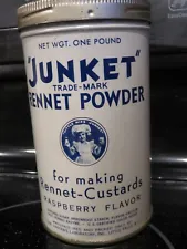 Empty Junket Rennet Powder Raspberry Flavor Can Metal Screw Top Lid