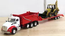 Dcp 1/64 red/white Kenworth T880 dump truck w/custom tag trailer&load new no box