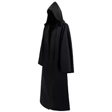 Black Cloak with Hood Wizard Robe Plague Doctor Cloak Grim Reaper Costume Adu...