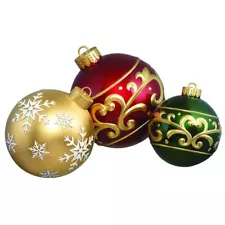 Home Accents 3PC Christmas Jumbo Ornament Set Holiday Yard / Home Decoration