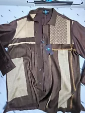 NWT Steve Harvey Celebrity Edition Shirt Men's XL Button Up Long Sleeve Brown