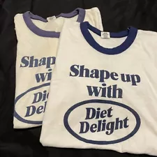 Lot of 2 1970s Vintage "Diet Pill" Shape Up with Diet Delight T-Shirt Ringer 70s