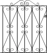 Heavy Metal Garden Pedestrian Gate 5x4' Feet Victorian Style Wrought Iron Gates