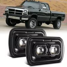 For Dodge W150/250/350 Ram 50 Ramcharger Pair 5x7" 7x6 LED Headlights Hi/Lo Beam