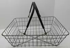 VTG INDUSTRIAL RECTANGULAR METAL WIRE BASKET WITH DOUBLE FOLDING HANDLES