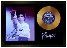 PRINCE SIGNED PHOTO AND 'PURPLE RAIN' GOLD DISC COLLECTABLE MEMORABILIA GIFT /02