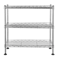 3-Tier Adjustable Metal Wire Storage Shelving Unit Organizer Rack Shelf