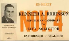 Campaign Card for Kenneth Robinson as Solicitor in Marion, Ohio OH