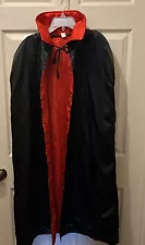 Deluxe Vintage Dracula Satin Reversible (Black/Red) Vampire Cape-Adult-New